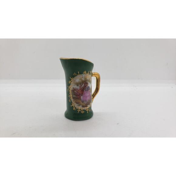 Vintage Limoges Miniature Pitcher Porcelain with 24k Gold Trim Courting Couple - Picture 2 of 10